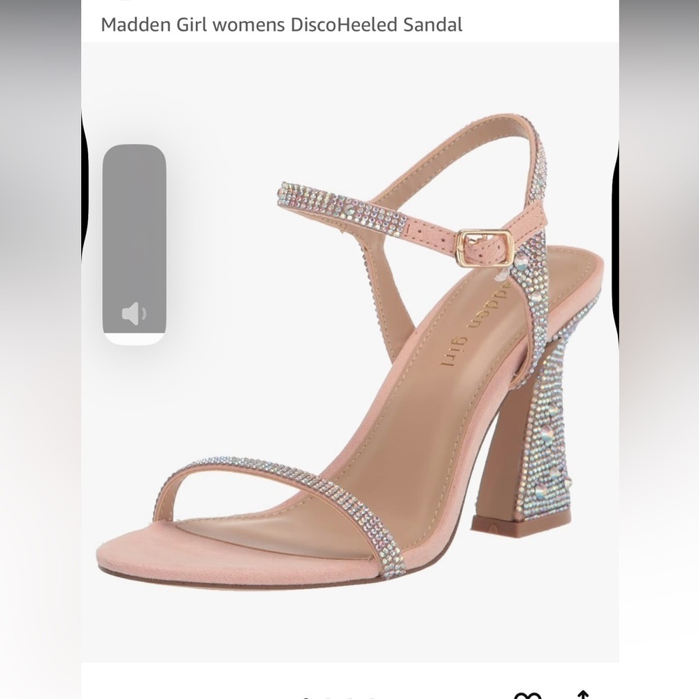 Madden girl blush discco multi-colored stones with strap heeled sandals-10 blush